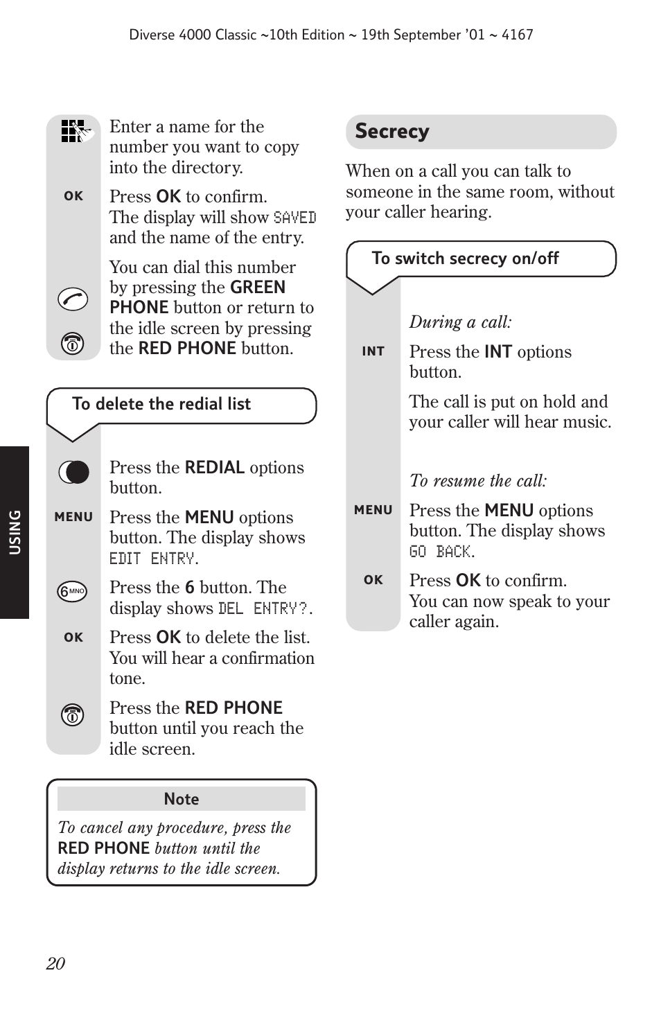 Secrecy | BT 4000 Classic User Manual | Page 22 / 47