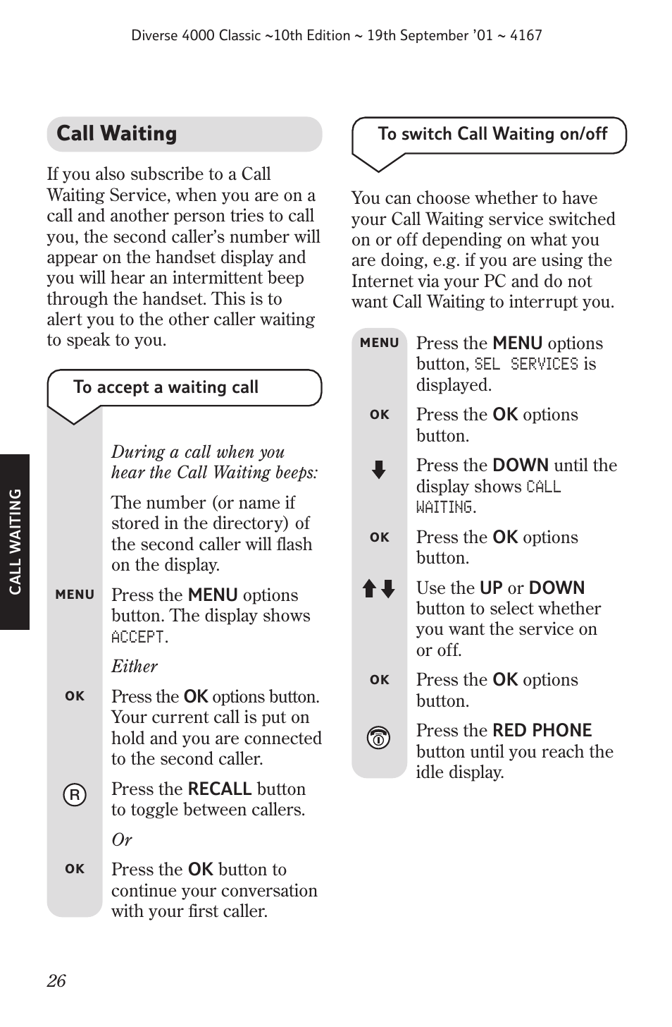 Call waiting | BT 4000 Classic User Manual | Page 28 / 47