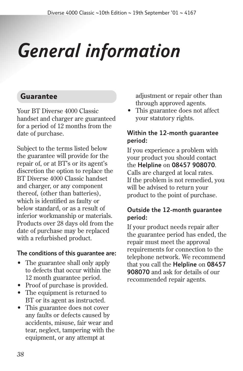 General information | BT 4000 Classic User Manual | Page 40 / 47