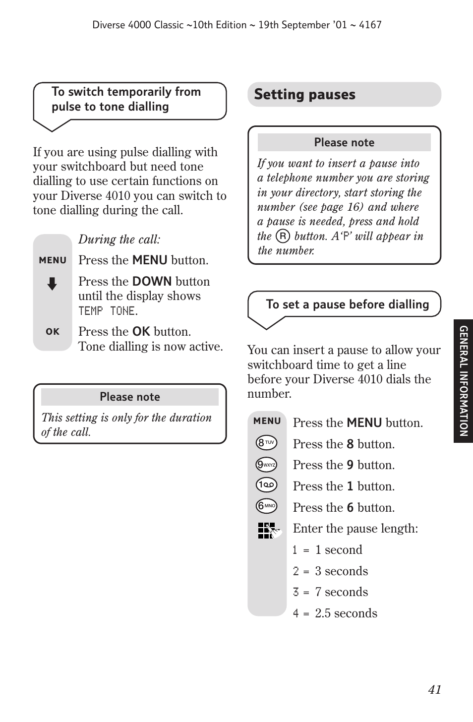 Setting pauses | BT 4000 Classic User Manual | Page 43 / 47