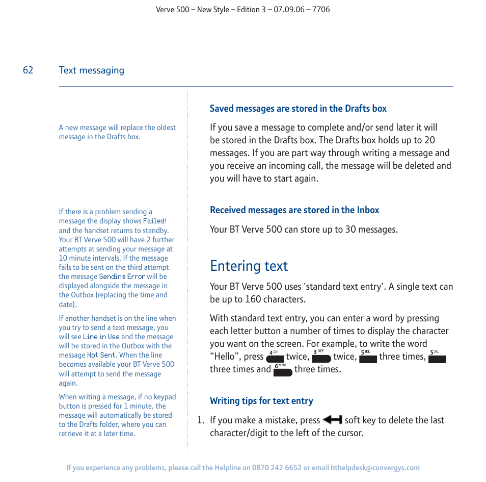 Entering text | BT 500 User Manual | Page 62 / 86
