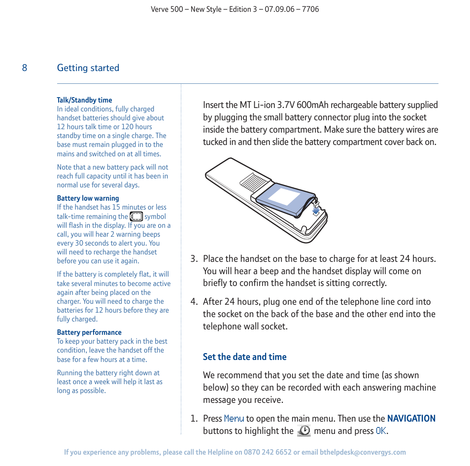 Menu | BT 500 User Manual | Page 8 / 86