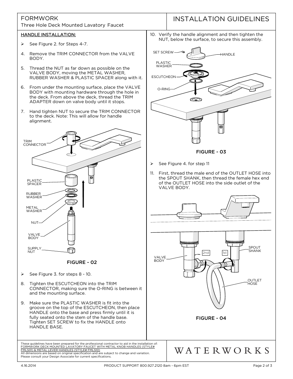 Installation guidelines, Formwork | Waterworks Formwork Low Profile Three Hole Deck Mounted Lavatory Faucet with Metal Lever Handles User Manual | Page 2 / 3