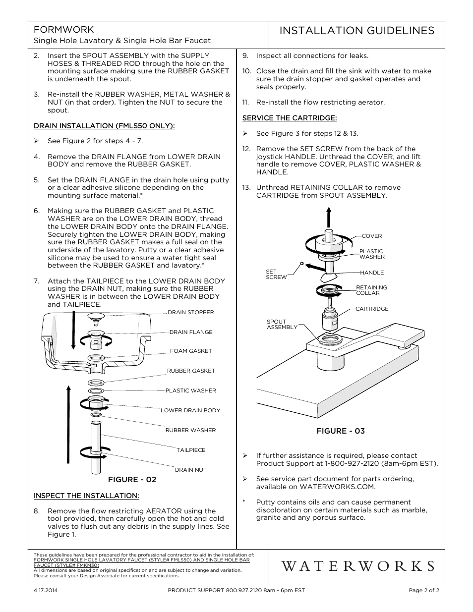 Installation guidelines, Formwork | Waterworks Formwork One Hole Low Profile Bar Faucet, Metal Joystick Handle User Manual | Page 2 / 2