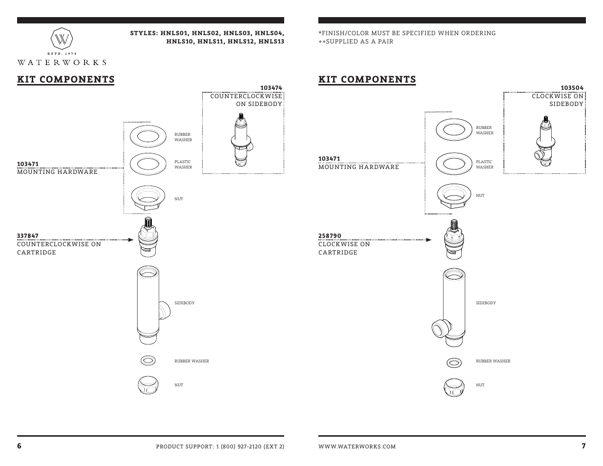 Kit components | Waterworks Henry Low Profile Three Hole Deck Mounted Lavatory Faucet with Portoro Cylinder and Metal Lever Handles User Manual | Page 10 / 14