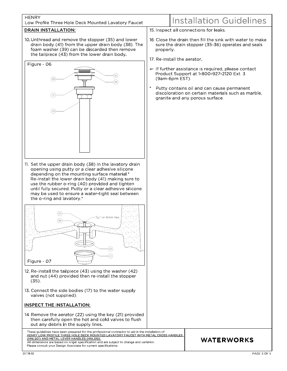 Waterworks Henry Low Profile Three Hole Deck Mounted Lavatory Faucet with Portoro Cylinder and Metal Lever Handles User Manual | Page 3 / 14