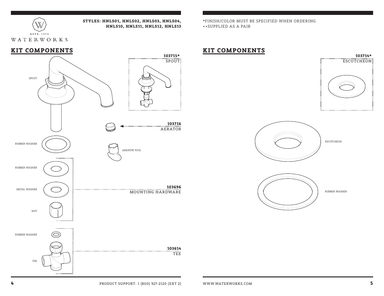 Kit components | Waterworks Henry Low Profile Three Hole Deck Mounted Lavatory Faucet with Portoro Cylinder and Metal Lever Handles User Manual | Page 9 / 14