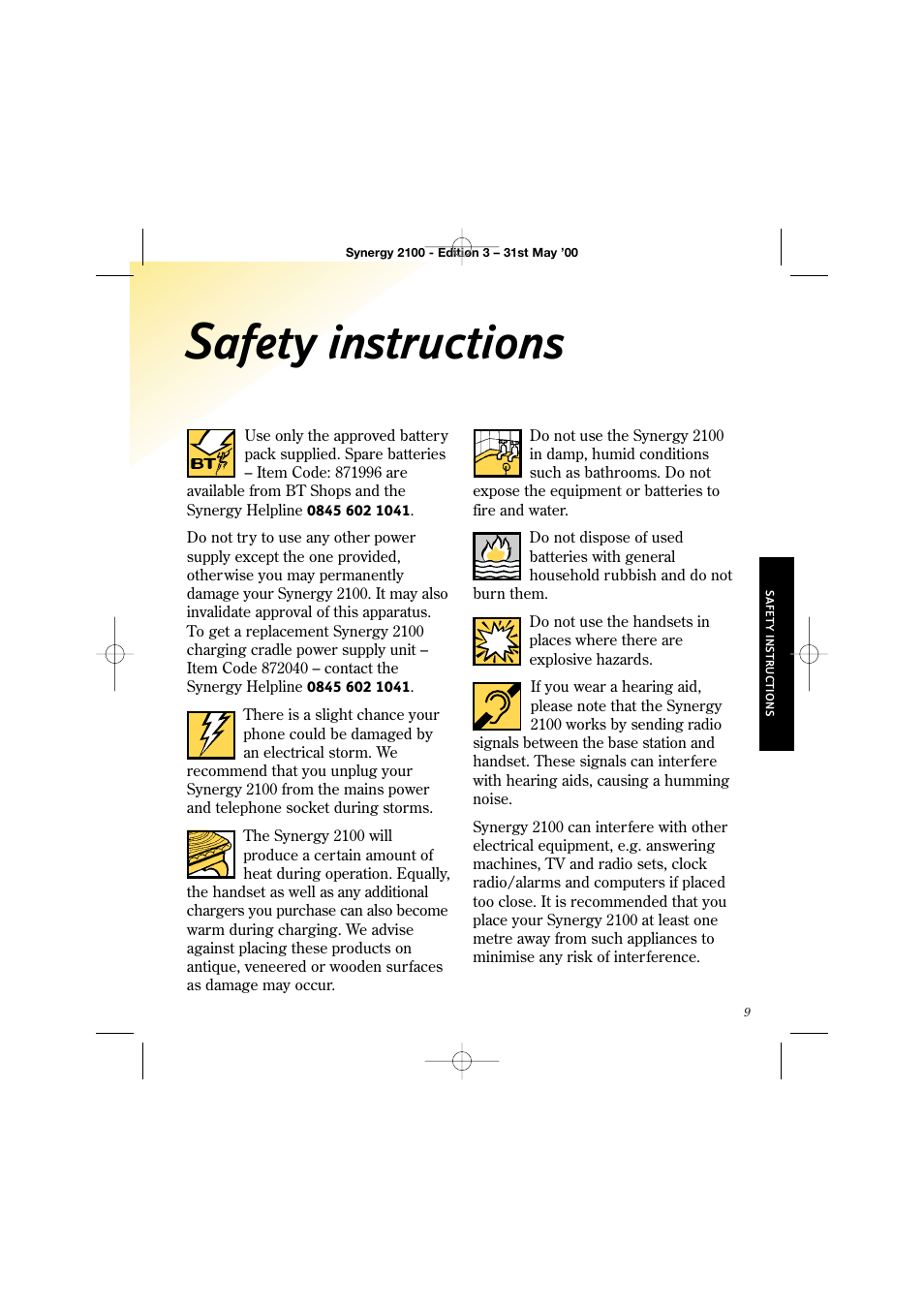 Safety instructions | BT 2100 User Manual | Page 13 / 29