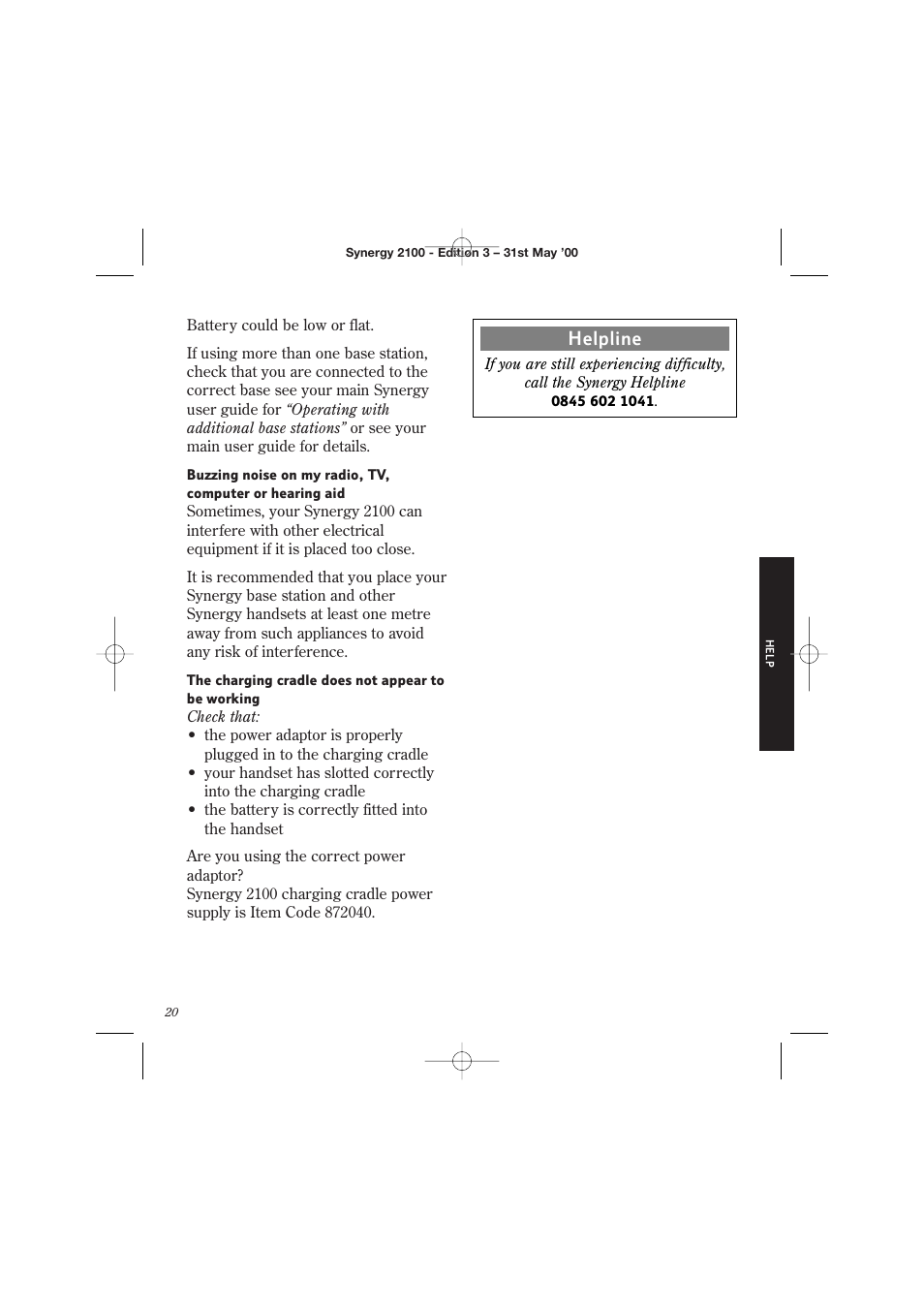 Helpline | BT 2100 User Manual | Page 24 / 29