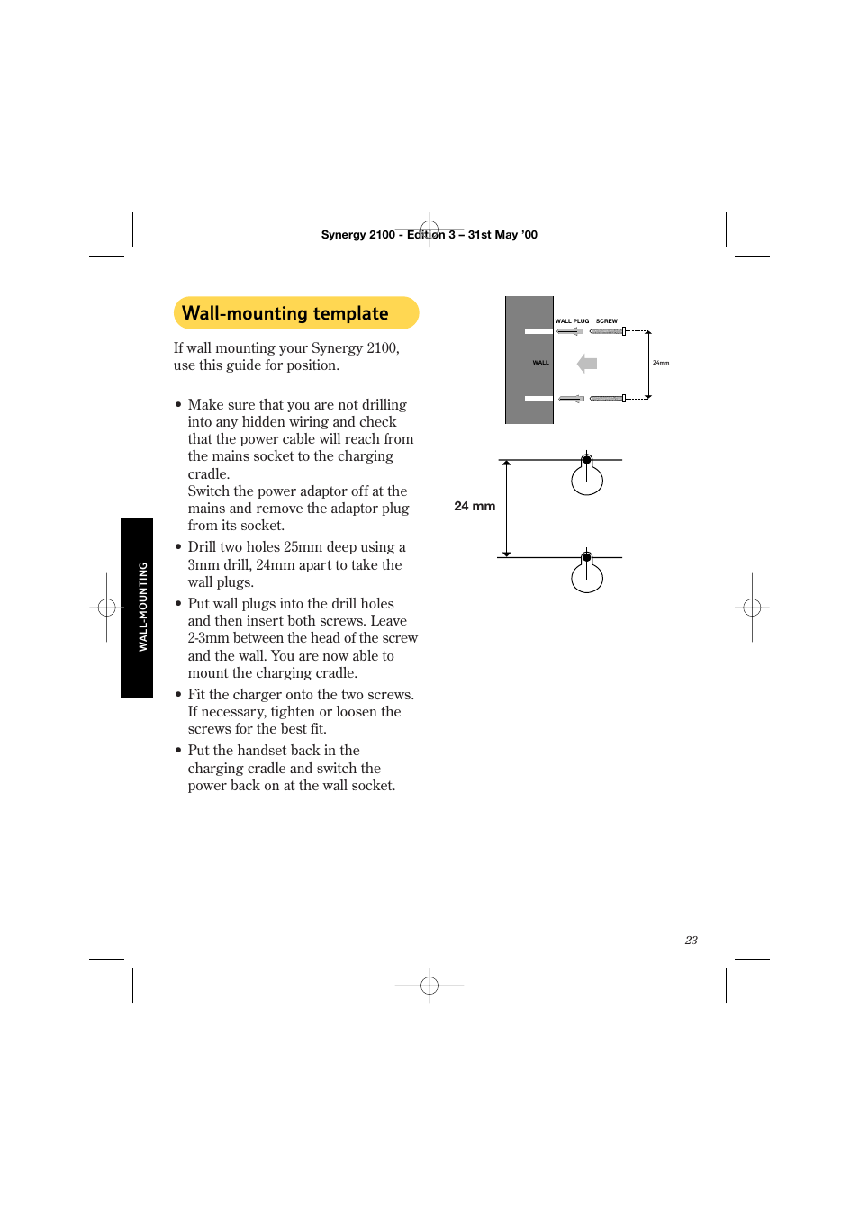Wall-mounting template | BT 2100 User Manual | Page 27 / 29