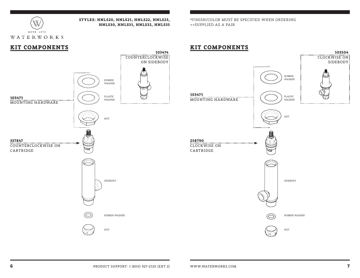 Kit components | Waterworks Henry Gooseneck Three Hole Deck Mounted Lavatory Faucet with Portoro Cylinder and Metal Lever Handles User Manual | Page 10 / 14