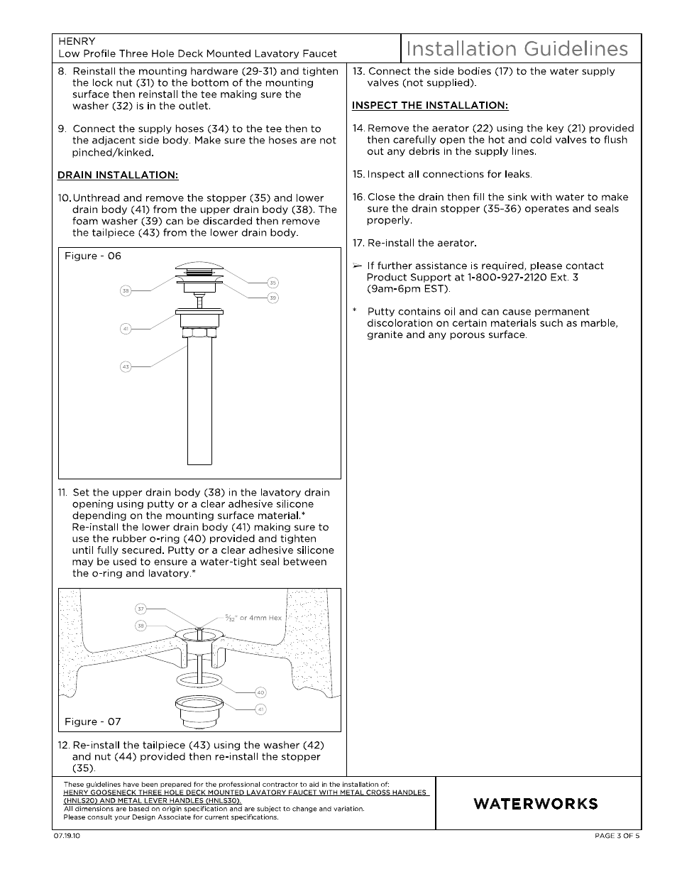 Waterworks Henry Gooseneck Three Hole Deck Mounted Lavatory Faucet with Portoro Cylinder and Metal Lever Handles User Manual | Page 3 / 14