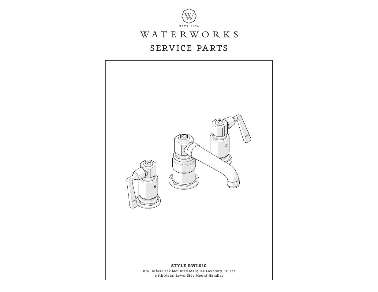 Sprw01_rev01_web, Serv ice pa rts | Waterworks R.W. Atlas Deck Mounted Marquee Lavatory Faucet with Metal Lever Side Mount Handles User Manual | Page 4 / 10