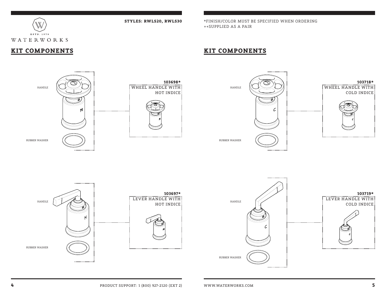 Kit components | Waterworks R.W. Atlas Low Profile Three Hole Deck Mounted Lavatory Faucet with Metal Lever Handles User Manual | Page 8 / 13