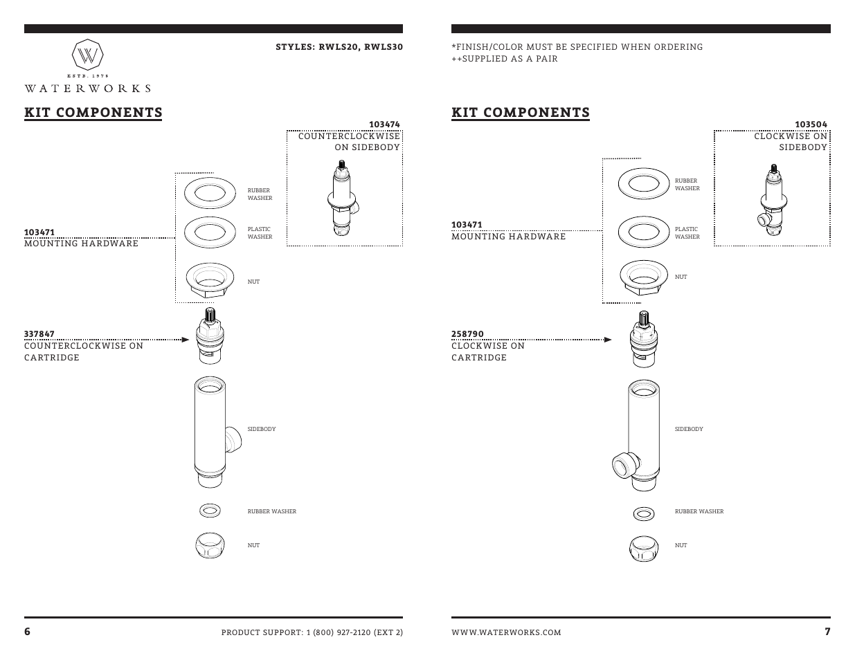 Kit components | Waterworks R.W. Atlas Low Profile Three Hole Deck Mounted Lavatory Faucet with Metal Lever Handles User Manual | Page 9 / 13