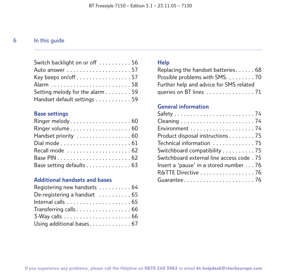 BT 7150 User Manual | Page 6 / 80