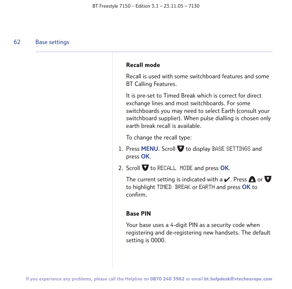 BT 7150 User Manual | Page 62 / 80