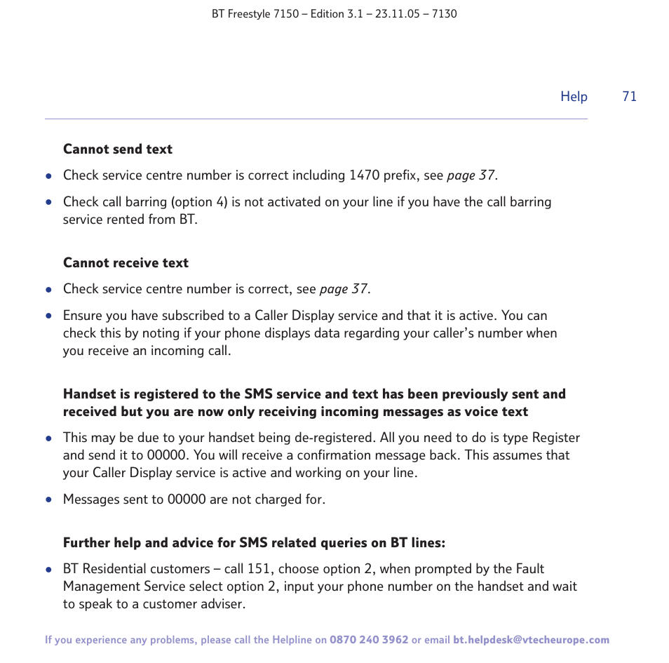 BT 7150 User Manual | Page 71 / 80