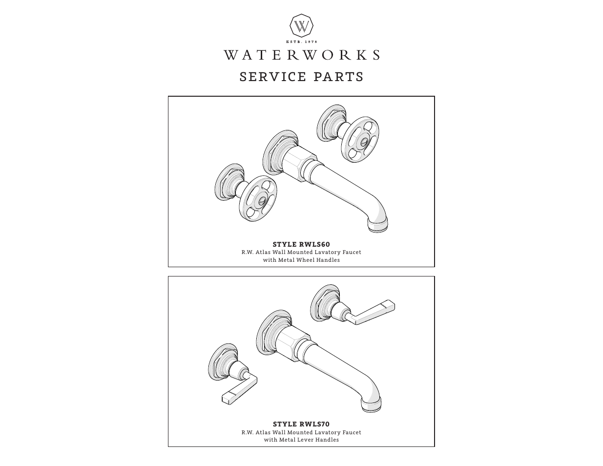 Sprw04_rev01_web, Serv ice pa rts | Waterworks R.W. Atlas Low Profile Three Hole Wall Mounted Lavatory Faucet with Metal Lever Handles User Manual | Page 4 / 10