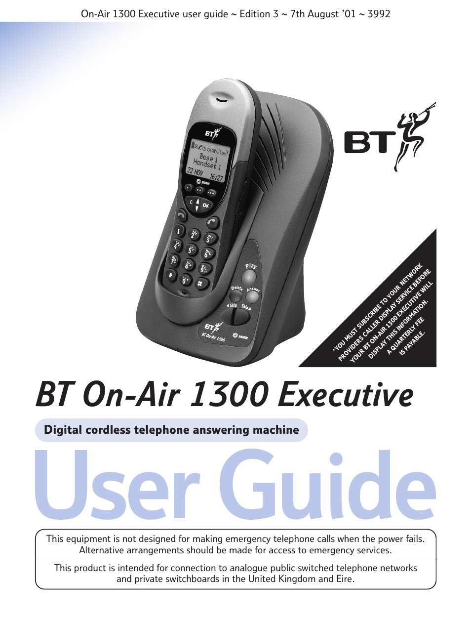 BT 1300 Executive User Manual | 41 pages