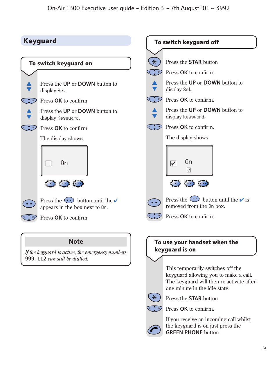 Keyguard | BT 1300 Executive User Manual | Page 15 / 41