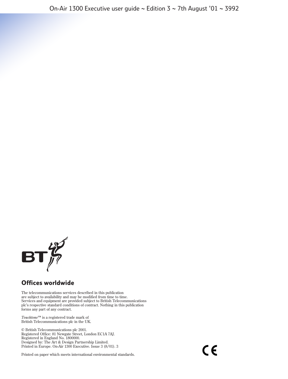 BT 1300 Executive User Manual | Page 41 / 41