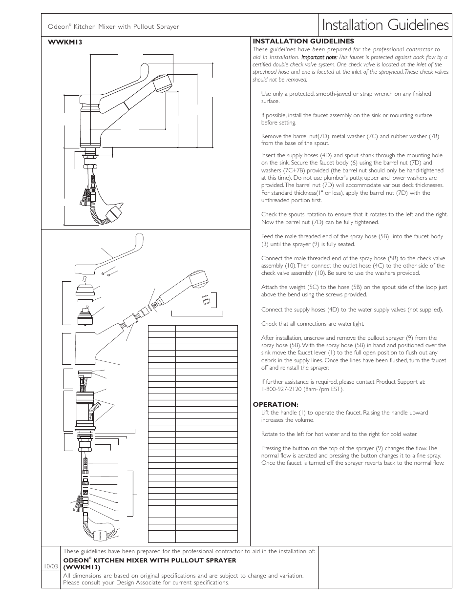 Waterworks Odeon One Hole Low Profile Kitchen Faucet, Metal Lever Handles User Manual | 1 page