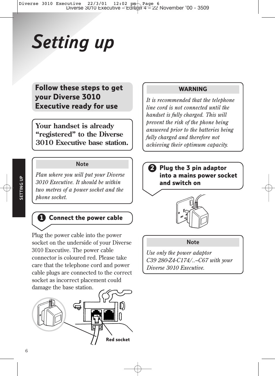 Setting up | BT 3010 Executive User Manual | Page 10 / 62