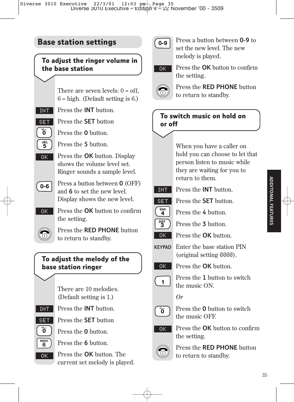 Base station settings | BT 3010 Executive User Manual | Page 39 / 62