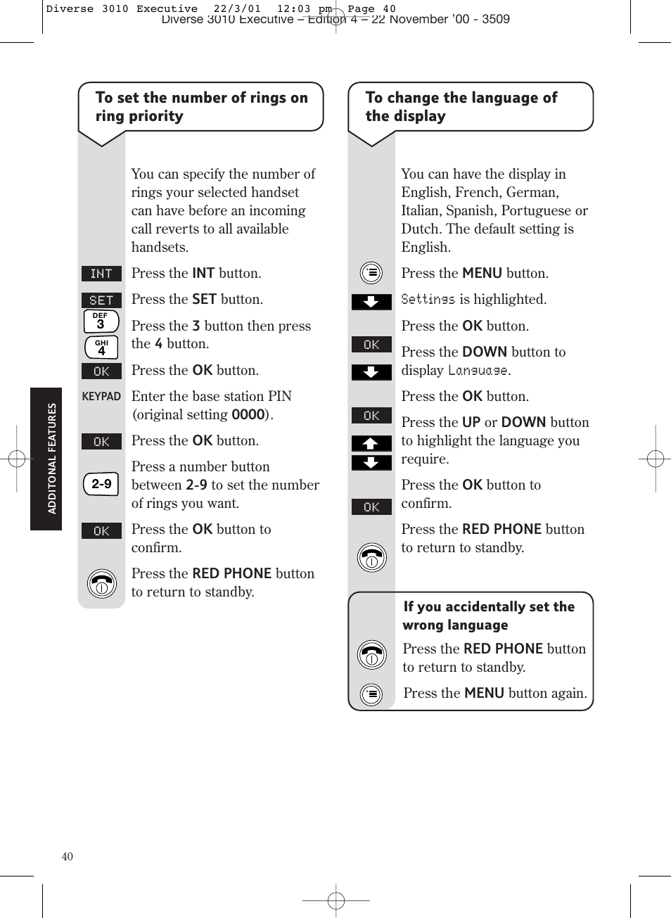 BT 3010 Executive User Manual | Page 44 / 62