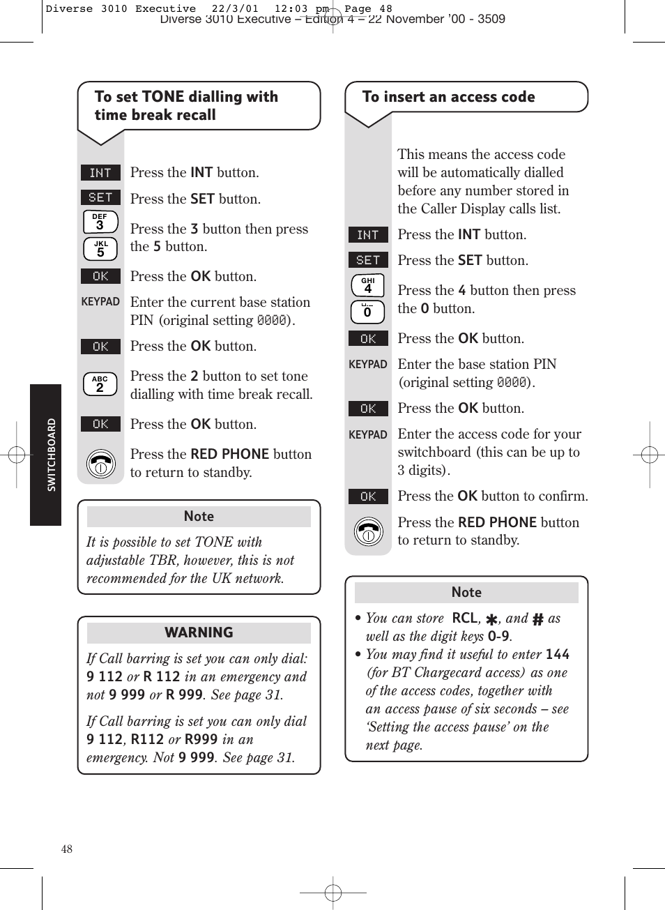 BT 3010 Executive User Manual | Page 52 / 62