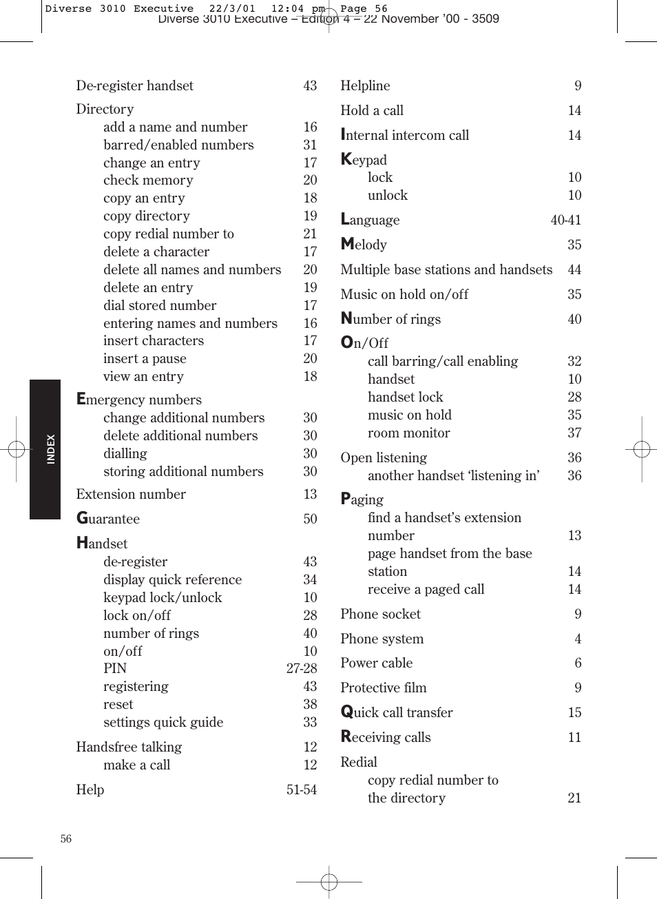 BT 3010 Executive User Manual | Page 60 / 62