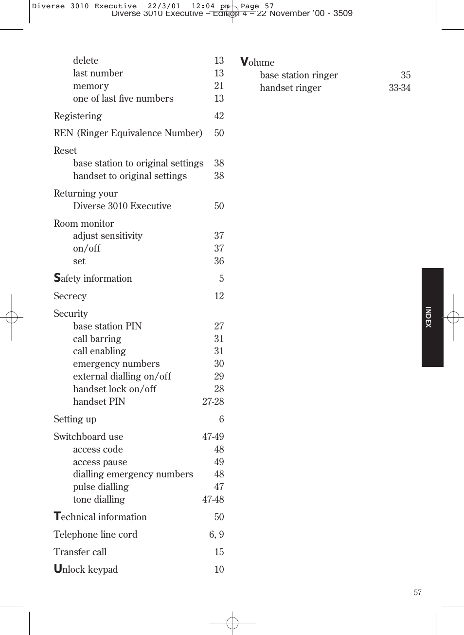 BT 3010 Executive User Manual | Page 61 / 62