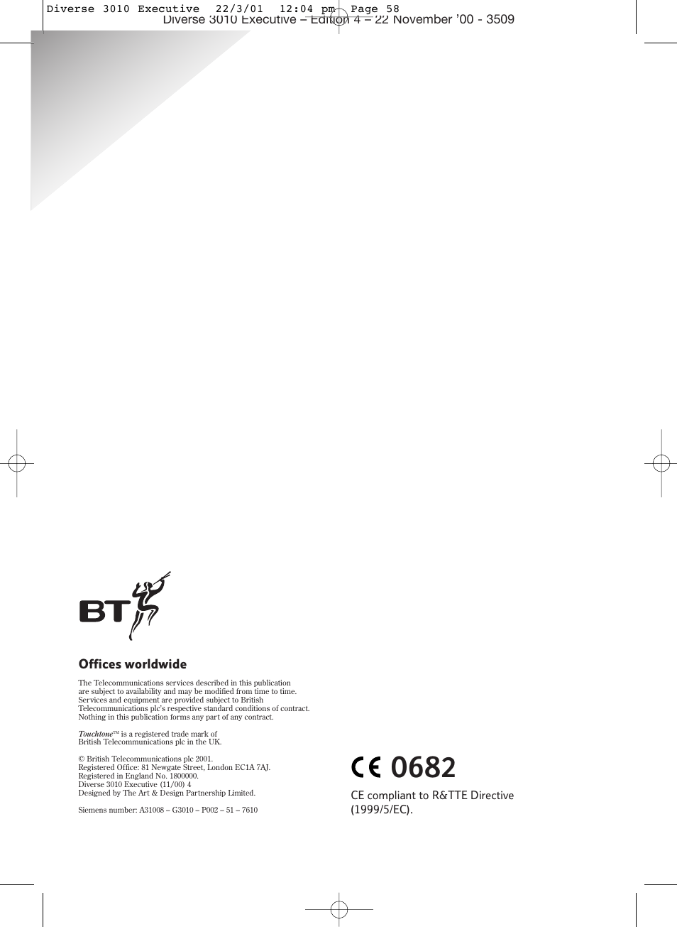 BT 3010 Executive User Manual | Page 62 / 62