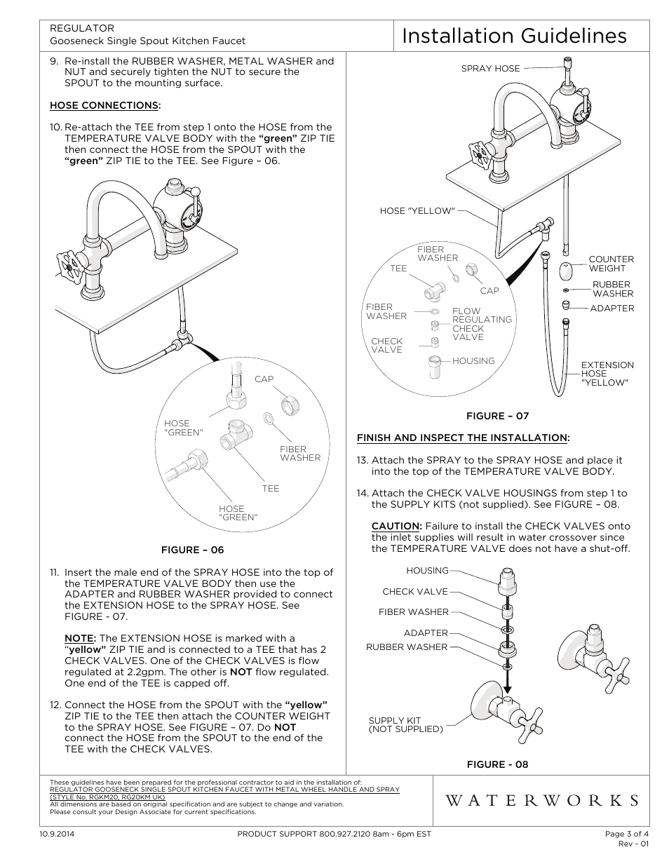 Installation guidelines | Waterworks Regulator Gooseneck Single Spout Kitchen Faucet, Metal Wheel Handle and Spray User Manual | Page 3 / 4