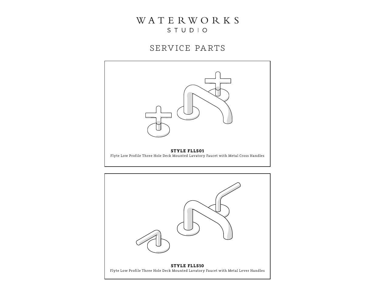 Spfl01_rev01-web, Serv ice pa rts | Waterworks Flyte Low Profile Three Hole Deck Mounted Lavatory Faucet with Metal Lever Handles User Manual | Page 5 / 11