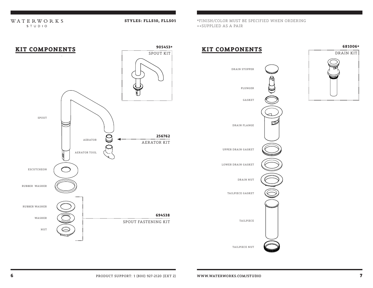 Kit components | Waterworks Flyte Low Profile Three Hole Deck Mounted Lavatory Faucet with Metal Lever Handles User Manual | Page 9 / 11