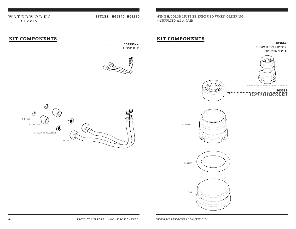 Kit components | Waterworks Highgate Low Profile One Hole Deck Mounted Lavatory Faucet with White Porcelain Lever Handles User Manual | Page 7 / 9