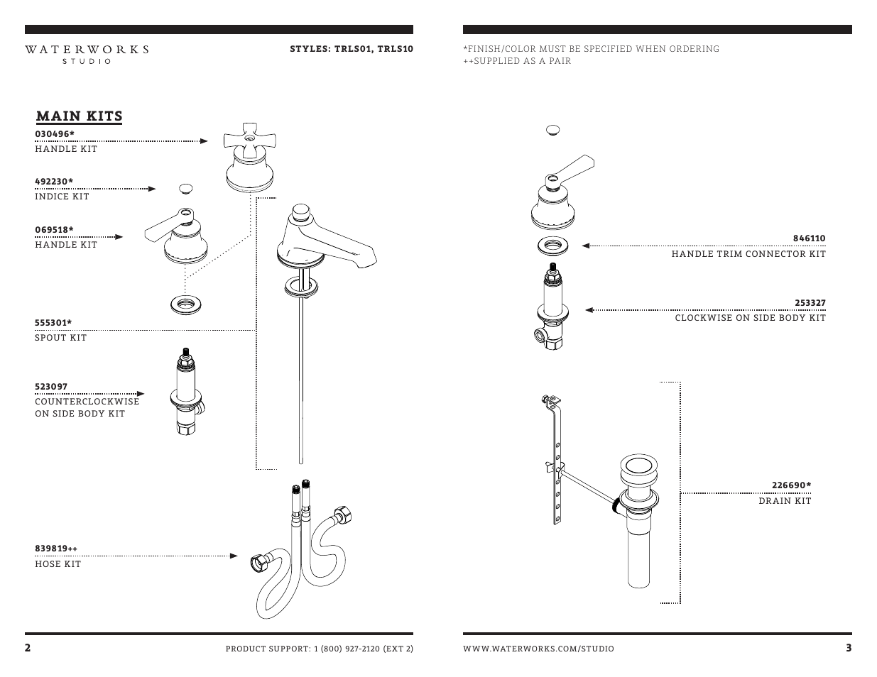 Main kits | Waterworks Transit Low Profile Three Hole Deck Mounted Lavatory Faucet with Metal Lever Handles User Manual | Page 7 / 11