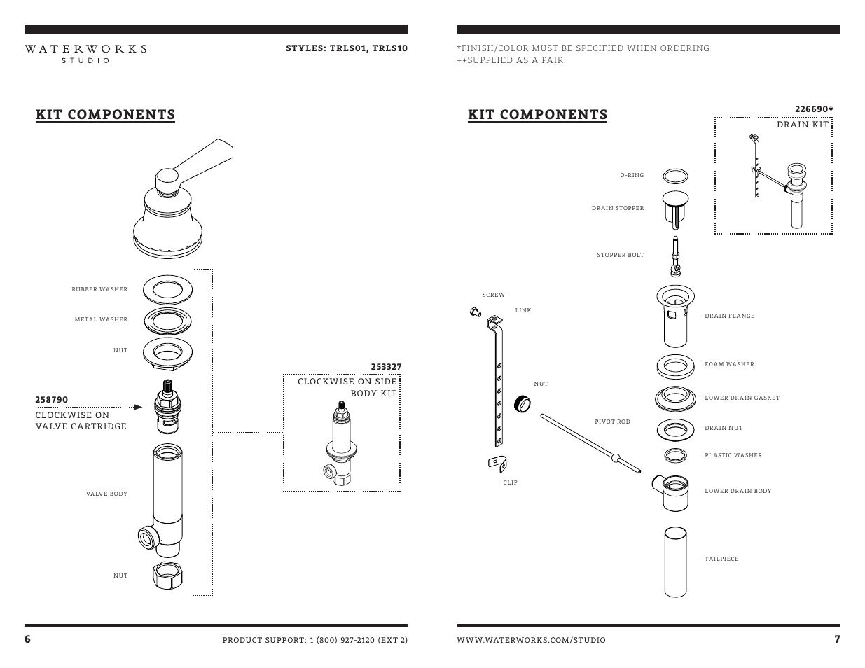 Kit components | Waterworks Transit Low Profile Three Hole Deck Mounted Lavatory Faucet with Metal Lever Handles User Manual | Page 9 / 11