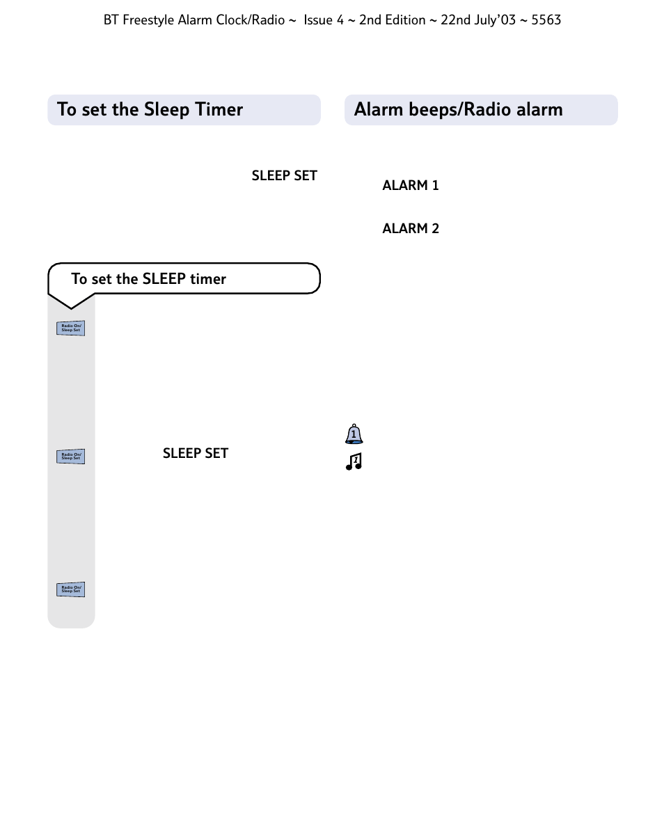 Alarm beeps/radio alarm | BT ALARM CLOCK RADIO User Manual | Page 8 / 14