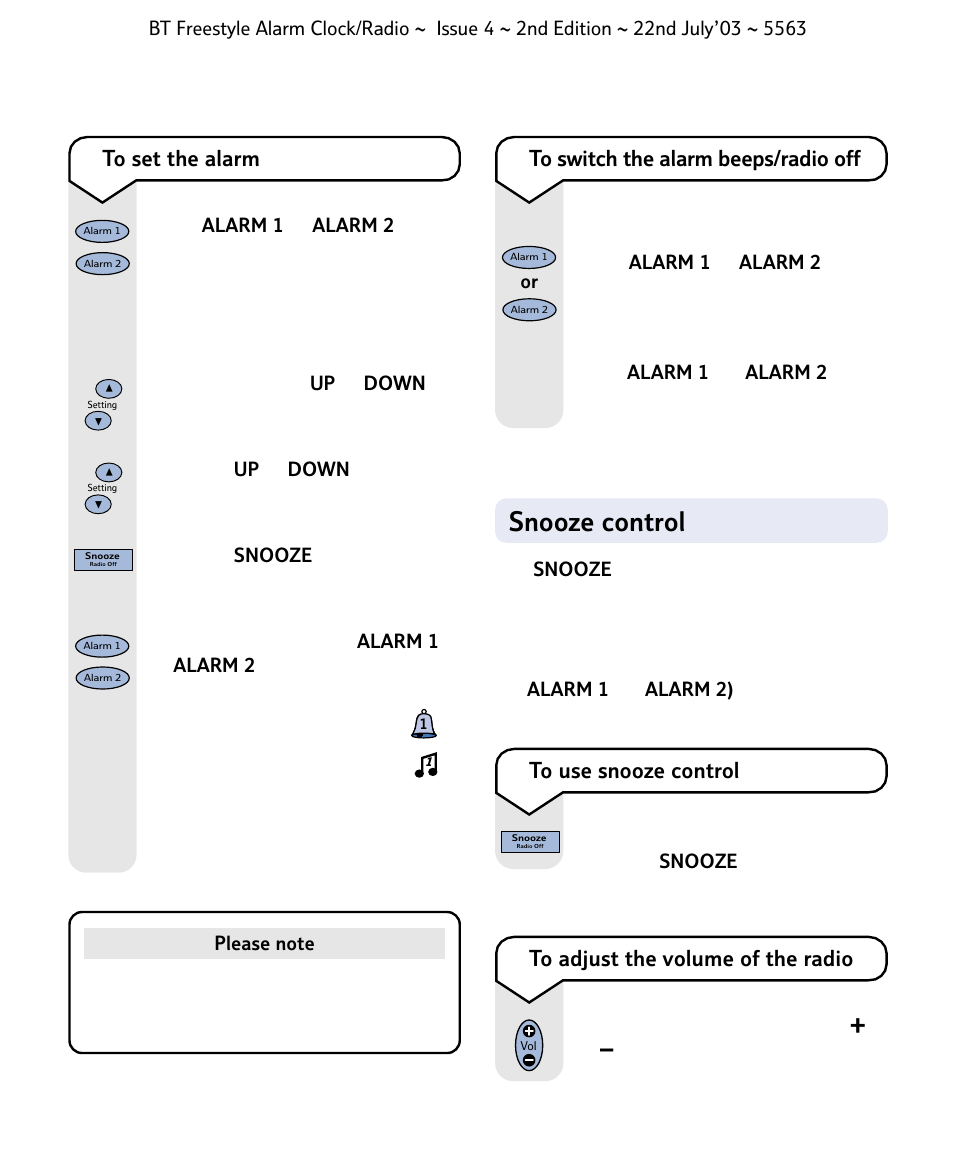 Snooze control | BT ALARM CLOCK RADIO User Manual | Page 9 / 14