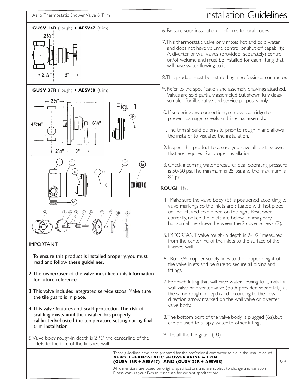 Waterworks Aero Thermostatic Control Valve Trim with Metal Lever Handle User Manual | 2 pages