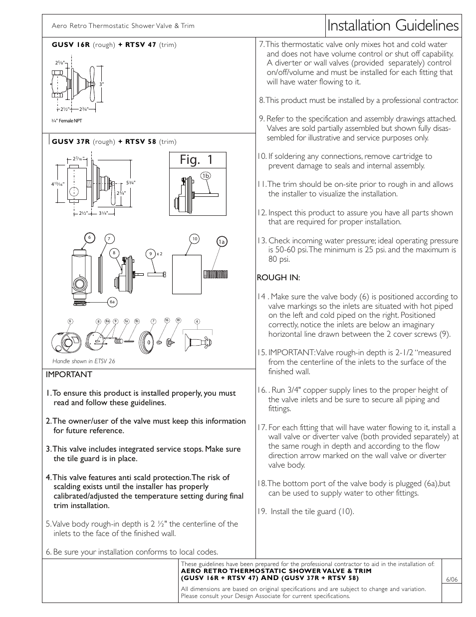 Waterworks Aero Retro Thermostatic Control Valve Trim with Metal Lever Handle User Manual | 2 pages