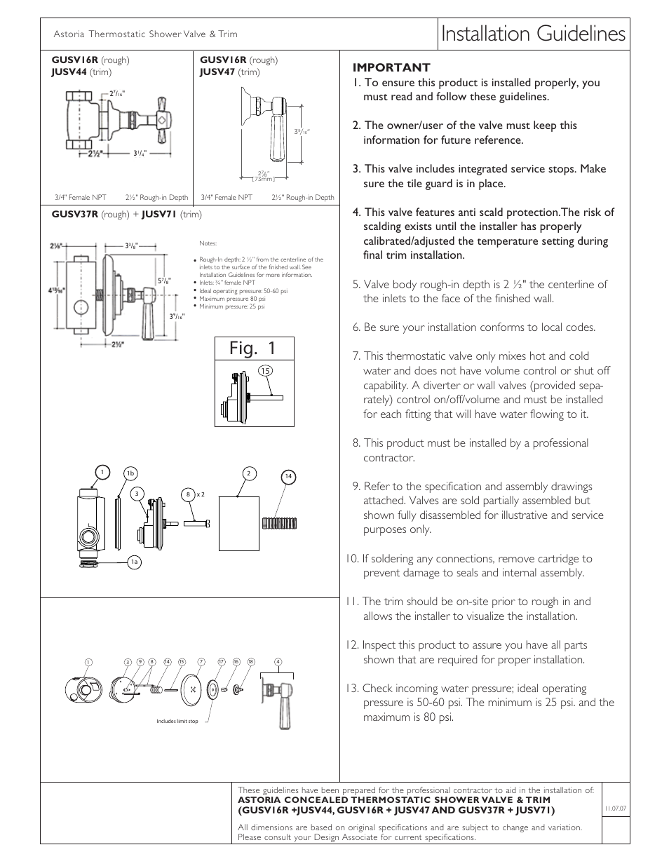 Waterworks Astoria Thermostatic Control Valve Trim with Metal Lever Handle User Manual | 2 pages