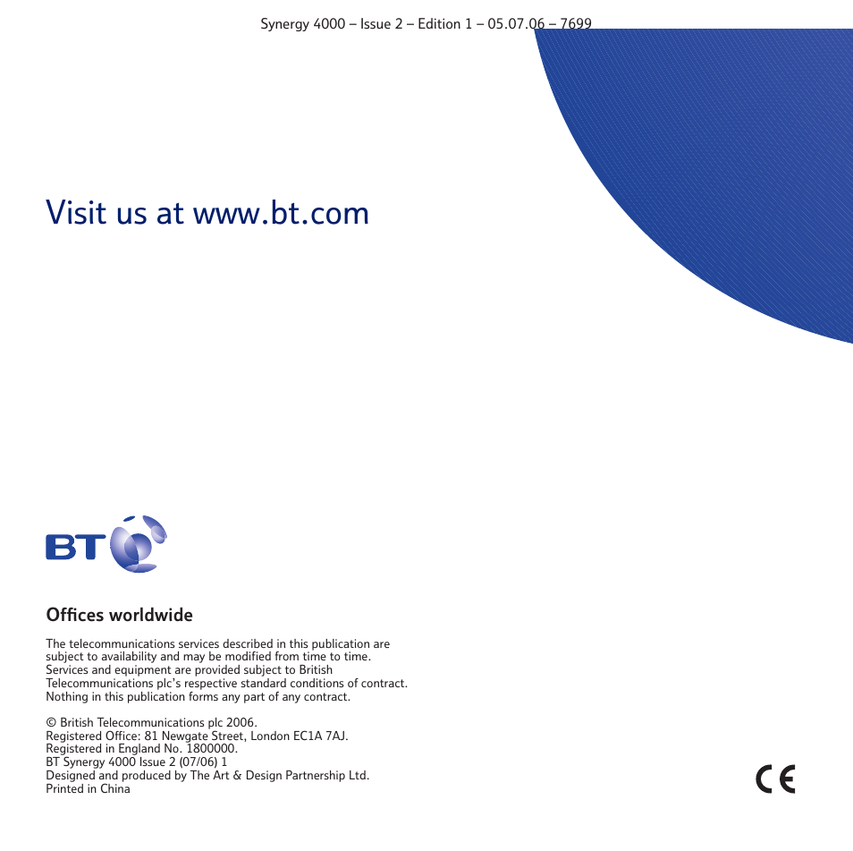 BT SYNERGY 4000 User Manual | Page 12 / 12