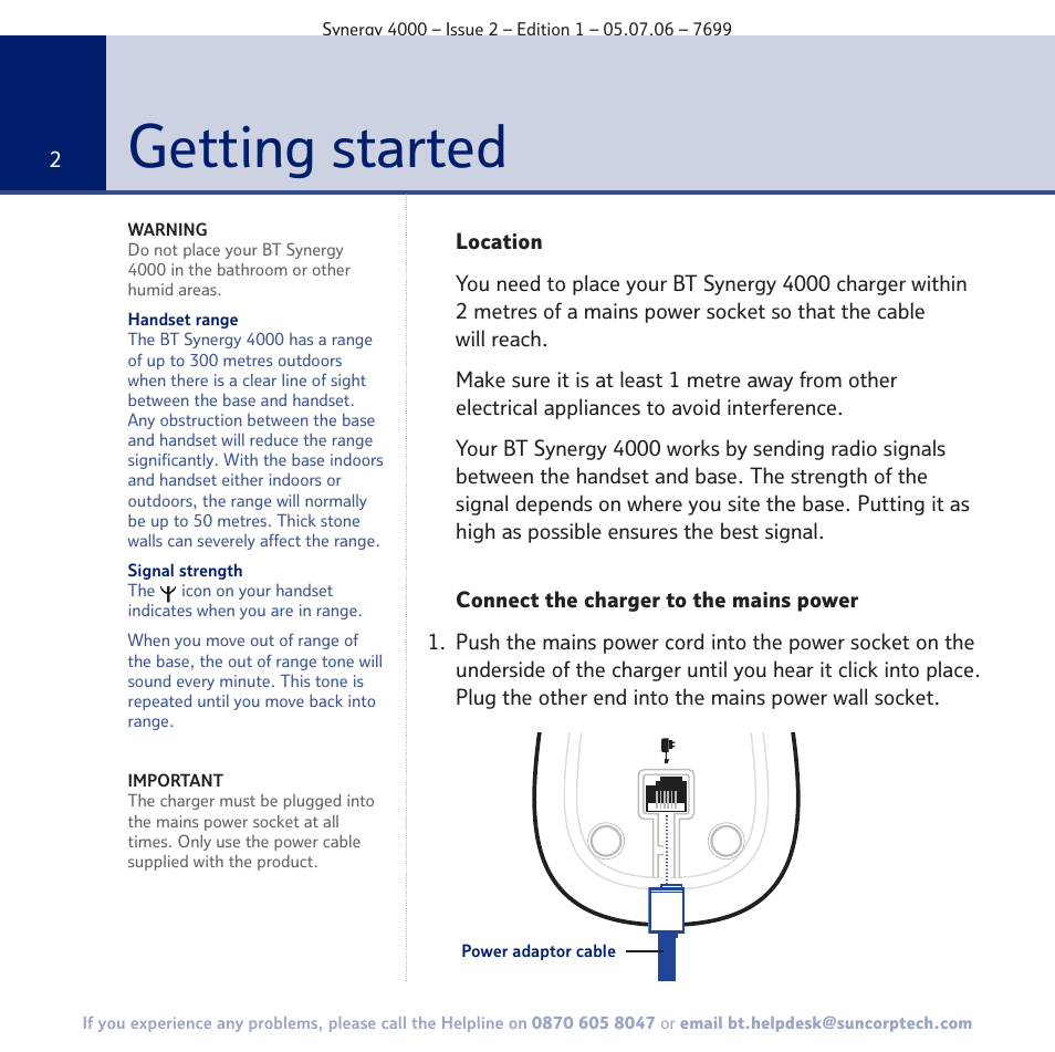 Getting started | BT SYNERGY 4000 User Manual | Page 2 / 12