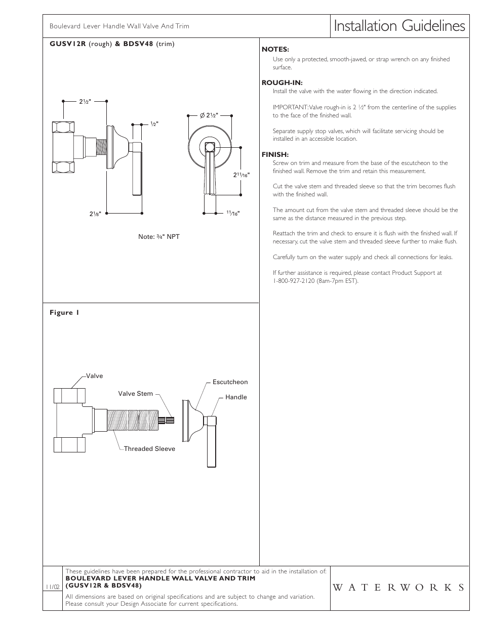 Waterworks Boulevard Volume Control Valve Trim with Metal Lever Handles User Manual | 1 page