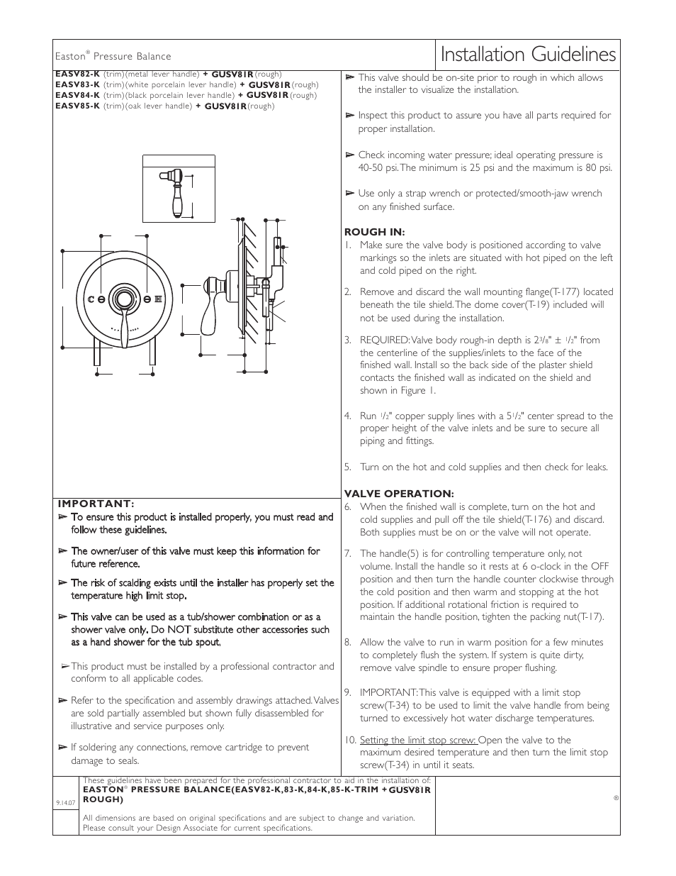 Waterworks Easton Classic Pressure Balance Control Valve Trim with Oak Lever Handles User Manual | 3 pages