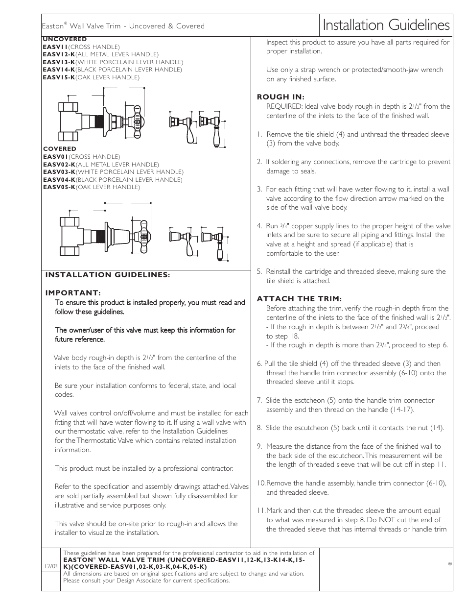 Waterworks Easton Vintage Volume Control Valve Trim with Oak Lever Handles User Manual | 3 pages